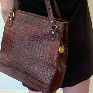 Brahmin crocodile embossed leather bag